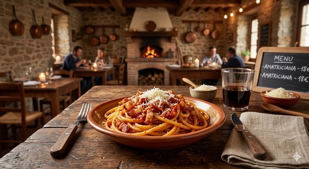 Amatriciana auténtica bucatini guanciale pecorino romano