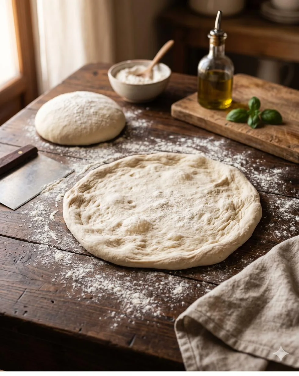 Cómo hacer masa de pizza casera - manos amasando masa napolitana con harina tipo 00