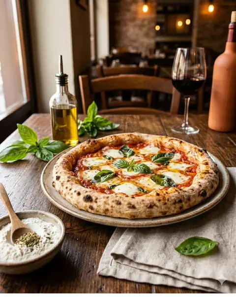 Pizza napolitana auténtica con tomate San Marzano y mozzarella di bufala