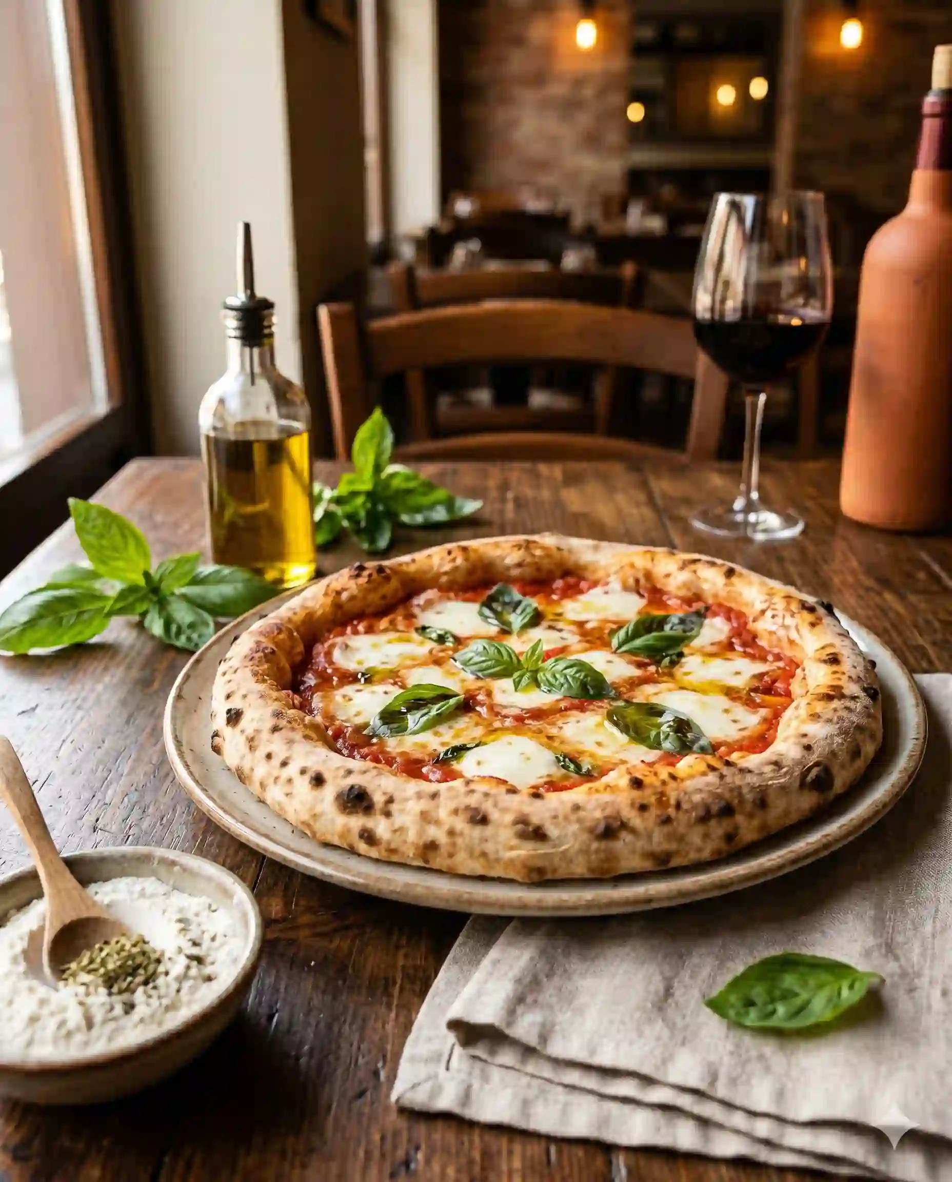 Pizza napolitana casera con borde aireado